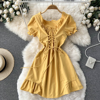 Robe trapèze à lacets pour fille, jolie robe tendance, RF0101