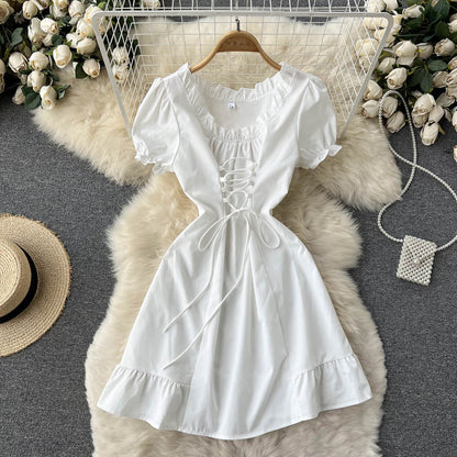 Robe trapèze à lacets pour fille, jolie robe tendance, RF0101