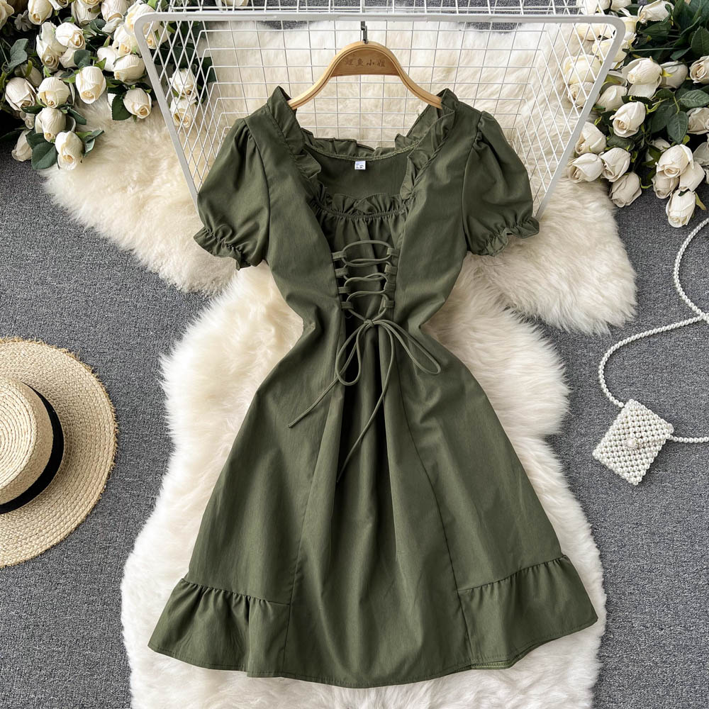 Robe trapèze à lacets pour fille, jolie robe tendance, RF0101