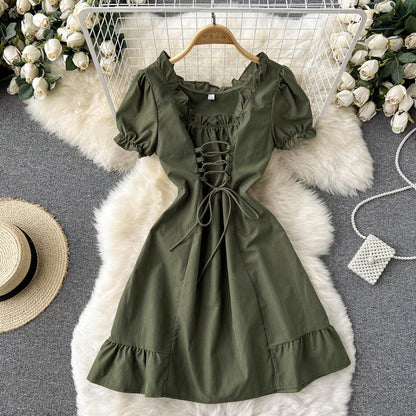 Robe trapèze à lacets pour fille, jolie robe tendance, RF0101