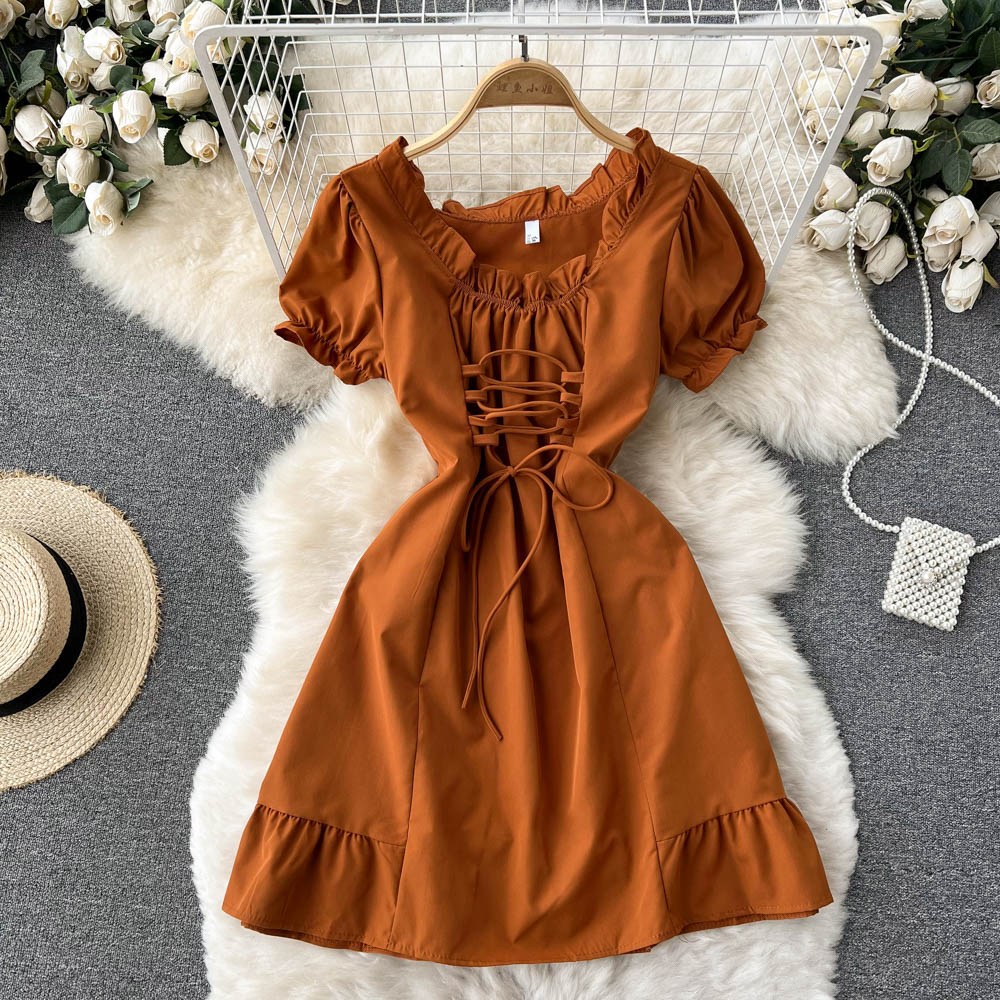 Robe trapèze à lacets pour fille, jolie robe tendance, RF0101