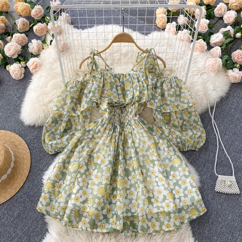 Grünes A-Linien-Kurzkleid, modisches Kleid, RF0100
