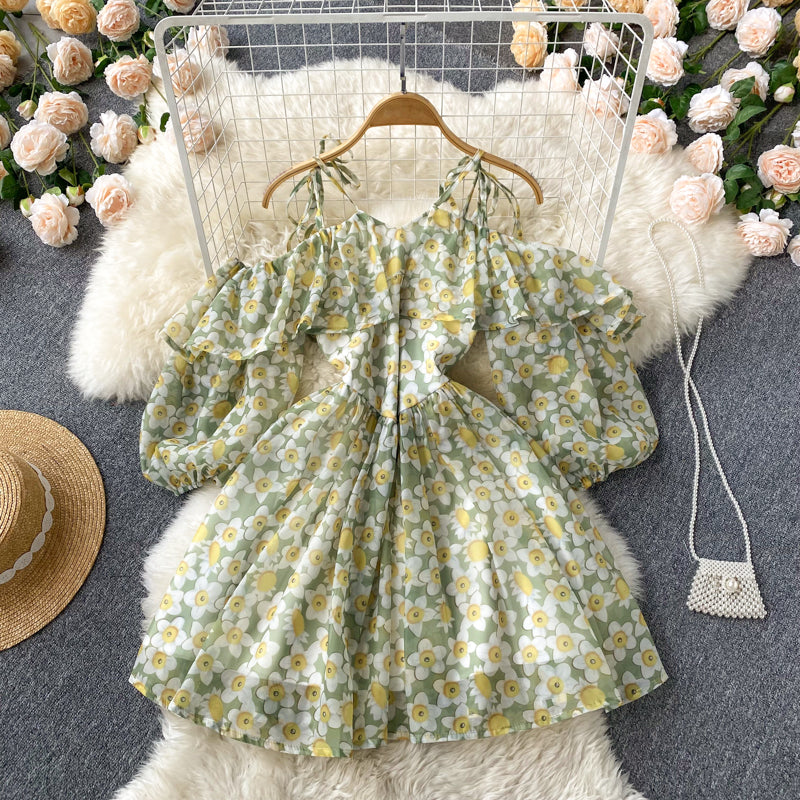 Grünes A-Linien-Kurzkleid, modisches Kleid, RF0100