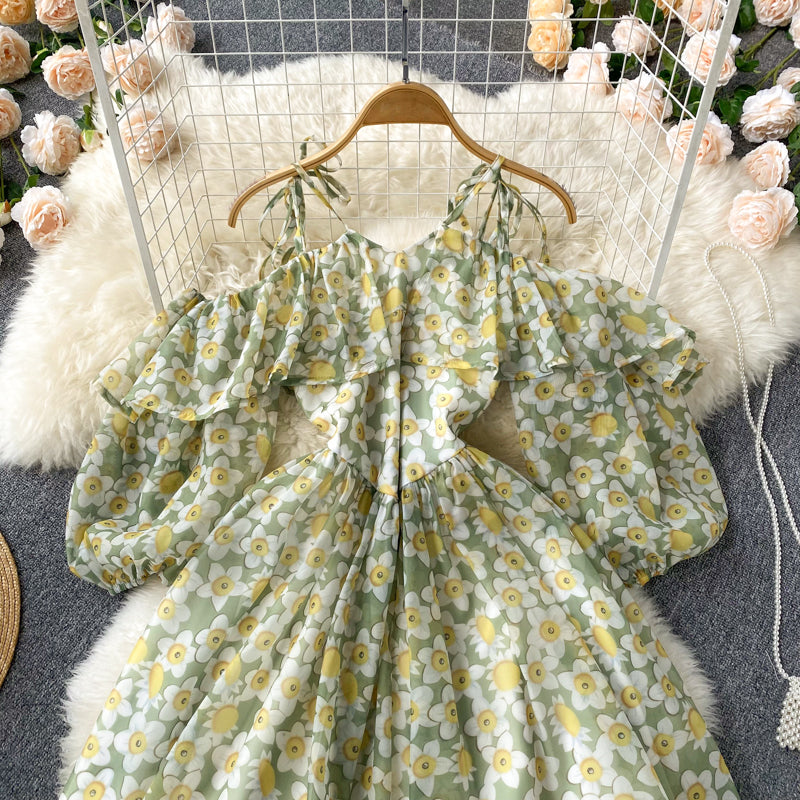 Grünes A-Linien-Kurzkleid, modisches Kleid, RF0100