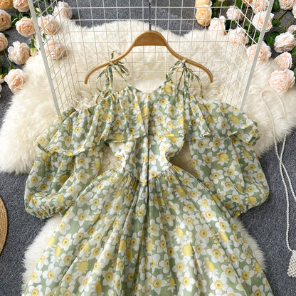 Grünes A-Linien-Kurzkleid, modisches Kleid, RF0100
