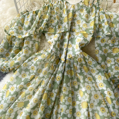 Grünes A-Linien-Kurzkleid, modisches Kleid, RF0100
