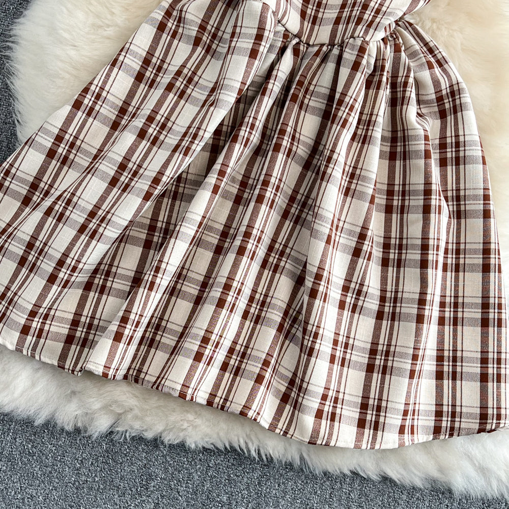Robe trapèze à carreaux pour fille, jolie robe tendance, RF0096