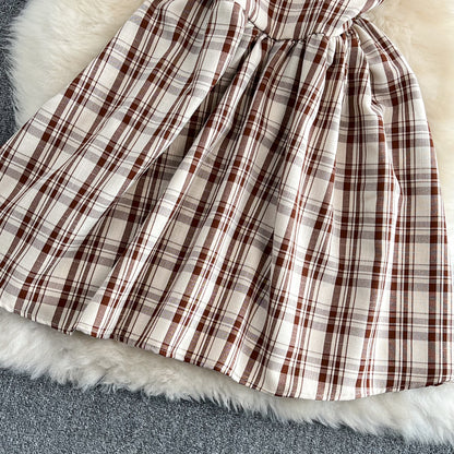 Robe trapèze à carreaux pour fille, jolie robe tendance, RF0096