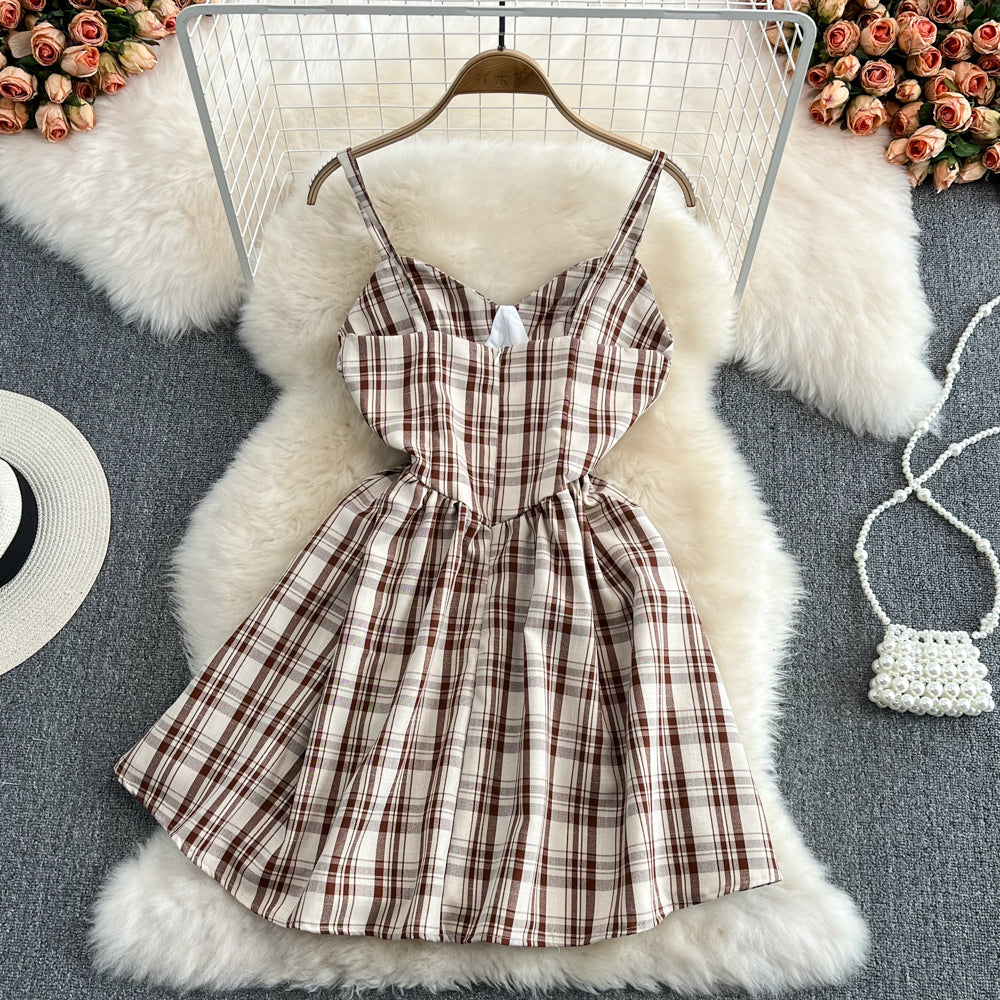 Robe trapèze à carreaux pour fille, jolie robe tendance, RF0096