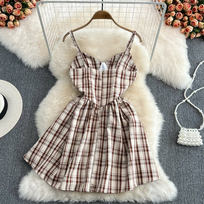 Robe trapèze à carreaux pour fille, jolie robe tendance, RF0096