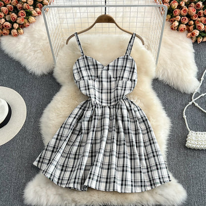 Robe trapèze à carreaux pour fille, jolie robe tendance, RF0096