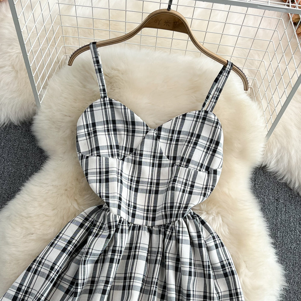 Robe trapèze à carreaux pour fille, jolie robe tendance, RF0096
