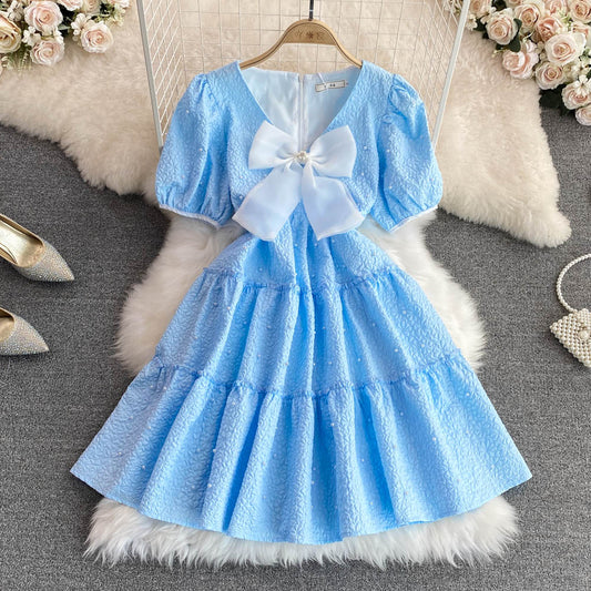 Cute Bow A Line Dress Fashion Girl Dress RF0087
