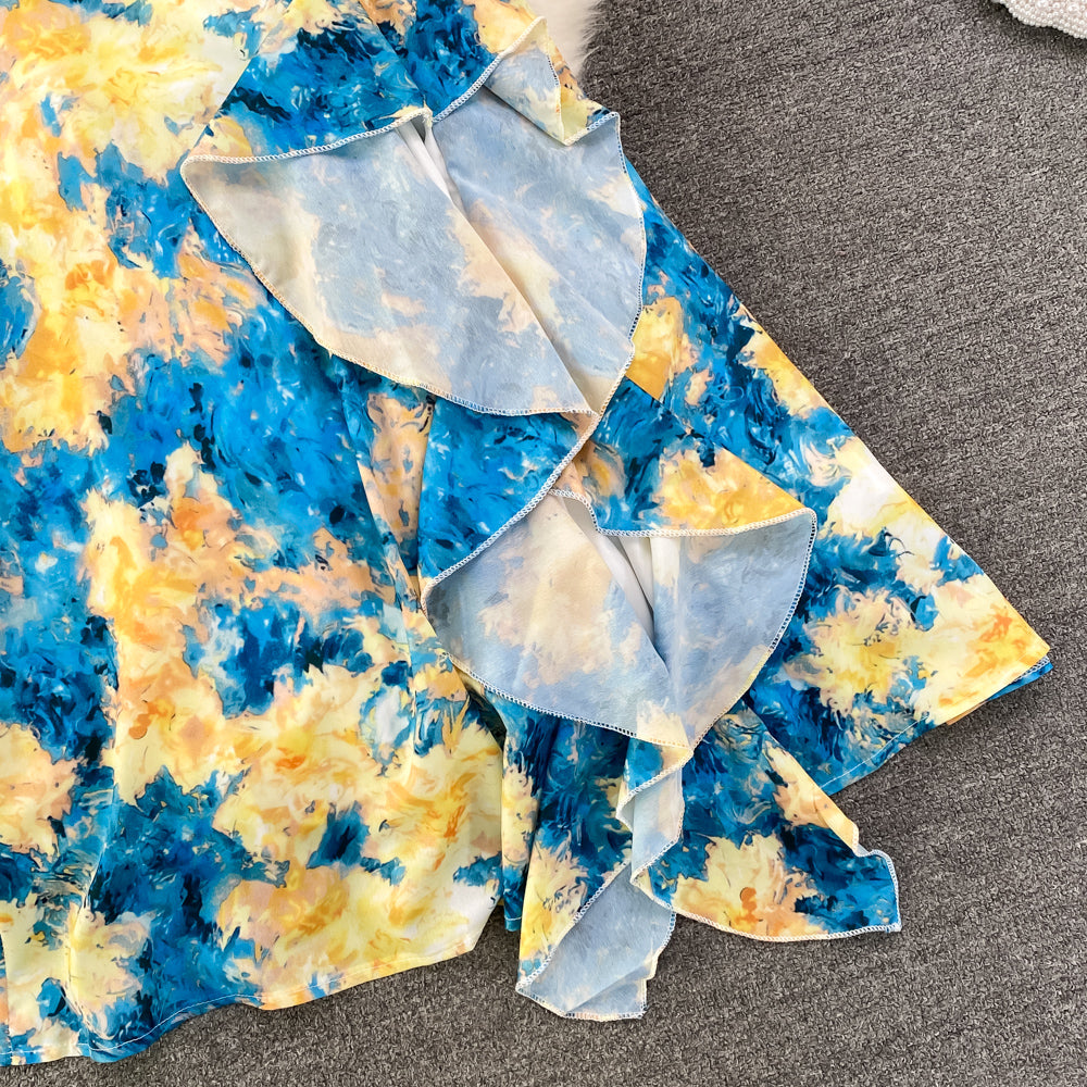Blue A Line Dress Fashion Girl Dress RF0085
