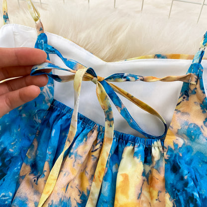 Blue A Line Dress Fashion Girl Dress RF0085