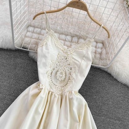 Champagne Lace Short A Line Dress Fashion Dress RF0084