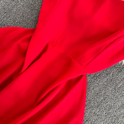 Einfaches kurzes Kleid mit V-Ausschnitt, modisches Mädchenkleid RF0082