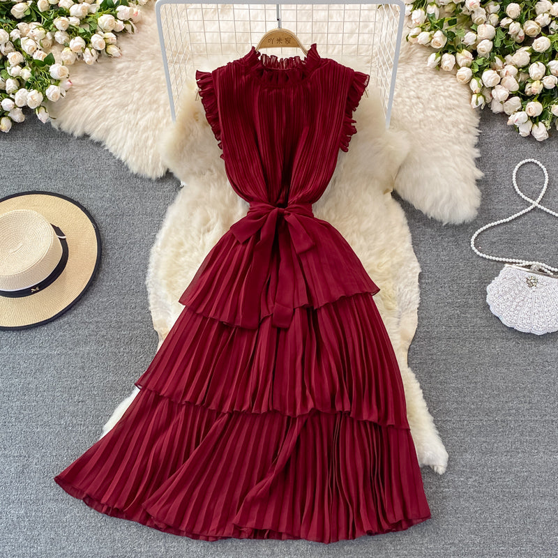 Robe trapèze courte en mousseline de soie simple et tendance RF0081