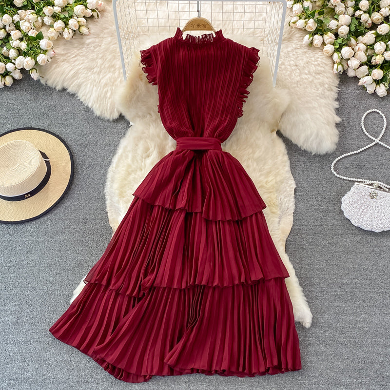 Robe trapèze courte en mousseline de soie simple et tendance RF0081