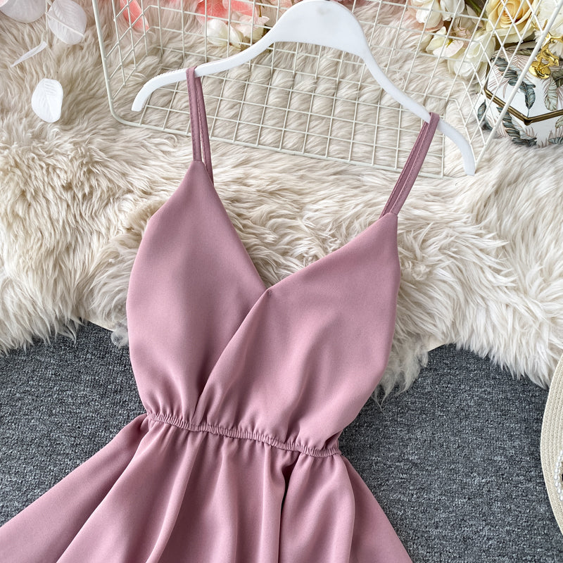 Cute A Line V Neck Chiffon Irregular Dress RF0077