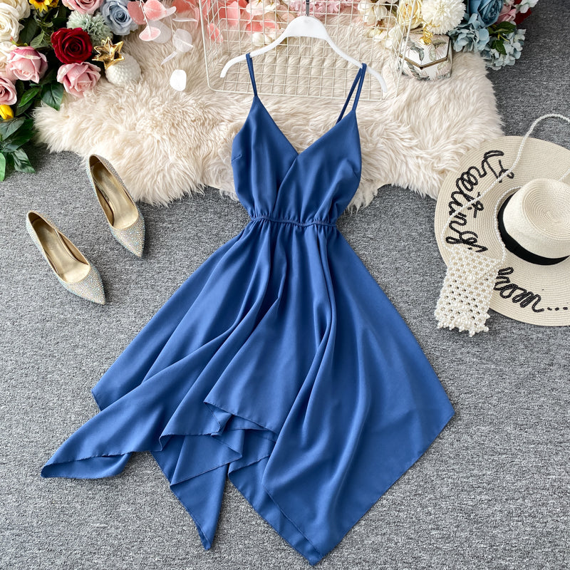 Cute A Line V Neck Chiffon Irregular Dress RF0077