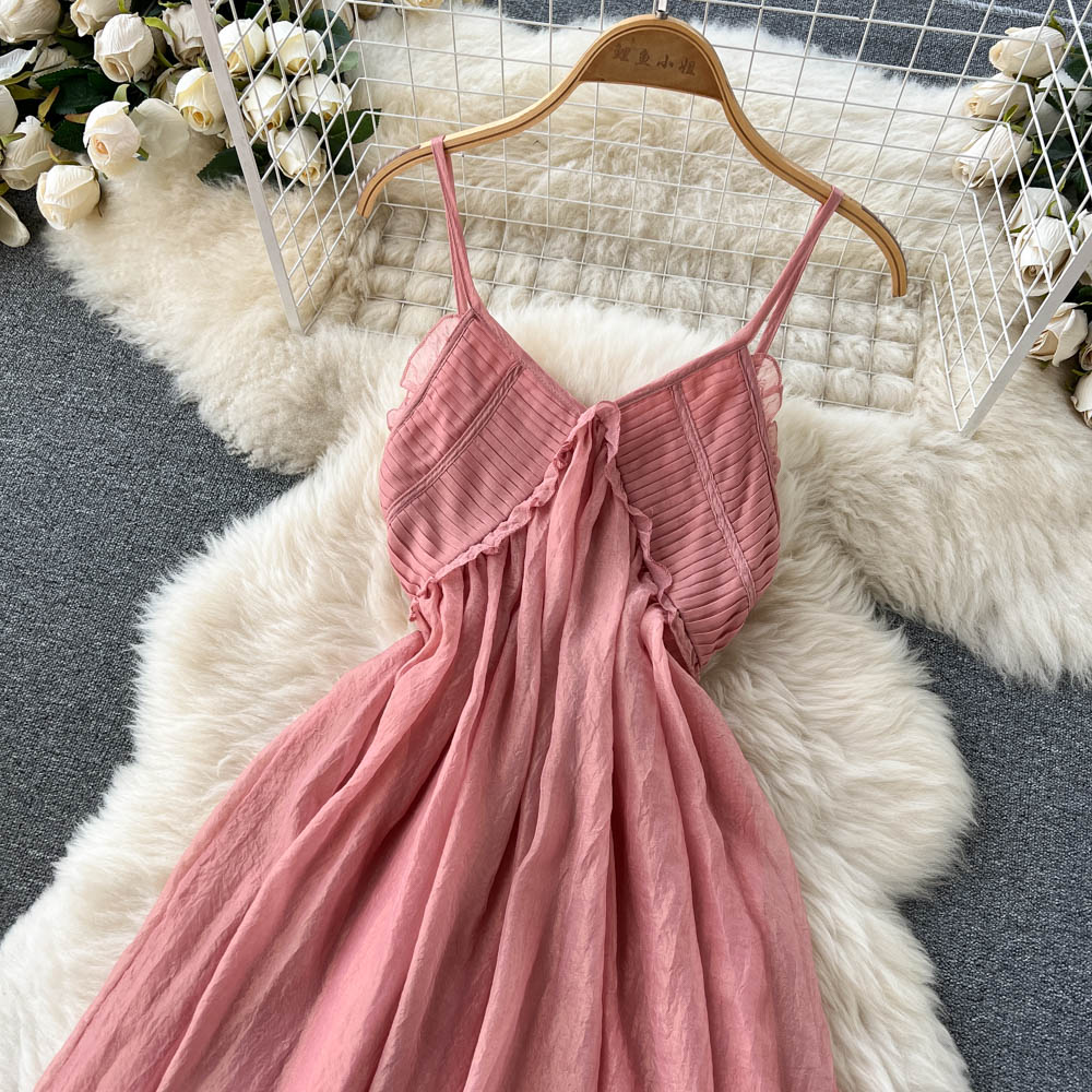 Pink V Neck Short Dress A Line Fashion Dress RF0075