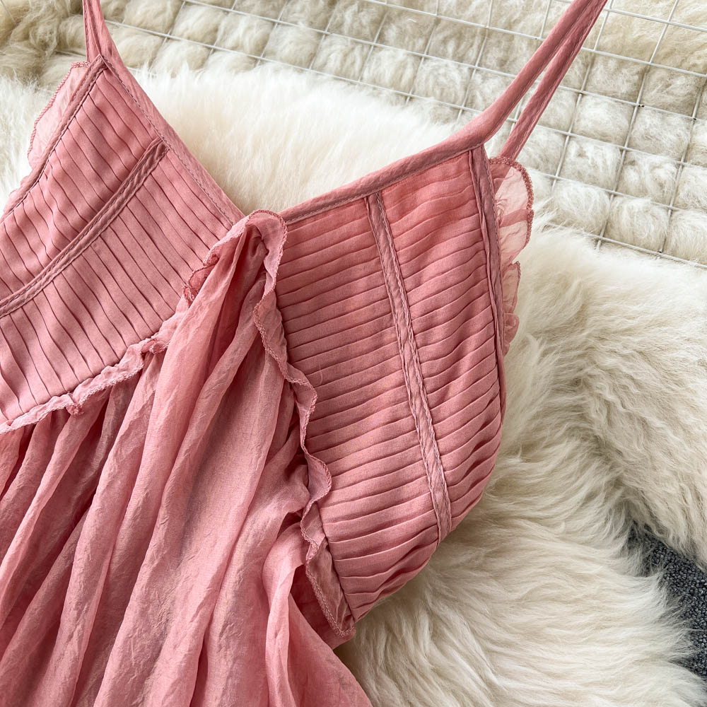 Pink V Neck Short Dress A Line Fashion Dress RF0075