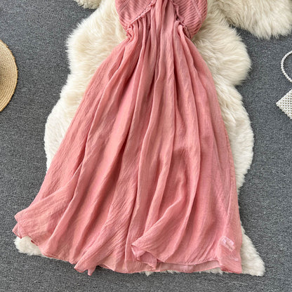 Pink V Neck Short Dress A Line Fashion Dress RF0075