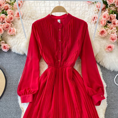Robe trapèze à manches longues pour fille, jolie et tendance, RF0073