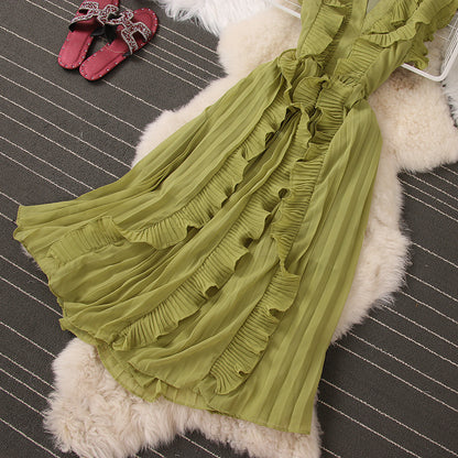 Süßes V-Ausschnitt-Kleid A-Linien-Modekleid RF0069