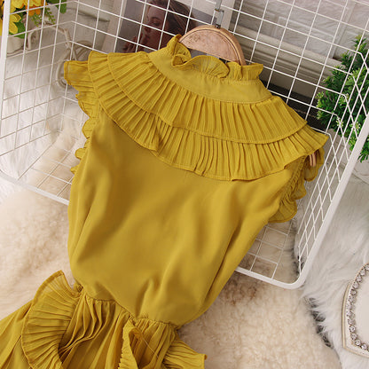 Süßes V-Ausschnitt-Kleid A-Linien-Modekleid RF0069