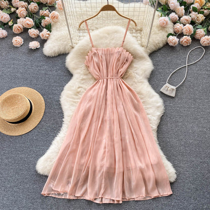 Robe courte rose coupe trapèze, robe tendance RF0068