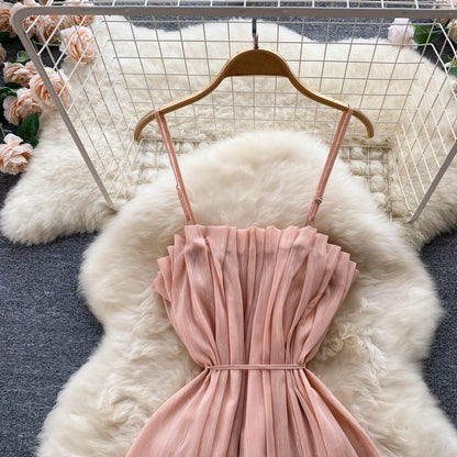 Robe courte rose coupe trapèze, robe tendance RF0068