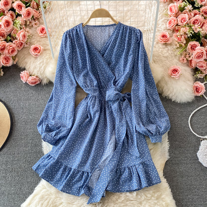 Simple V Neck Long Sleeve Dress Fahsion Dress RF0063