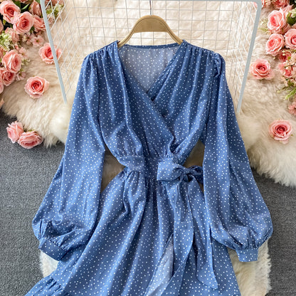 Simple V Neck Long Sleeve Dress Fahsion Dress RF0063