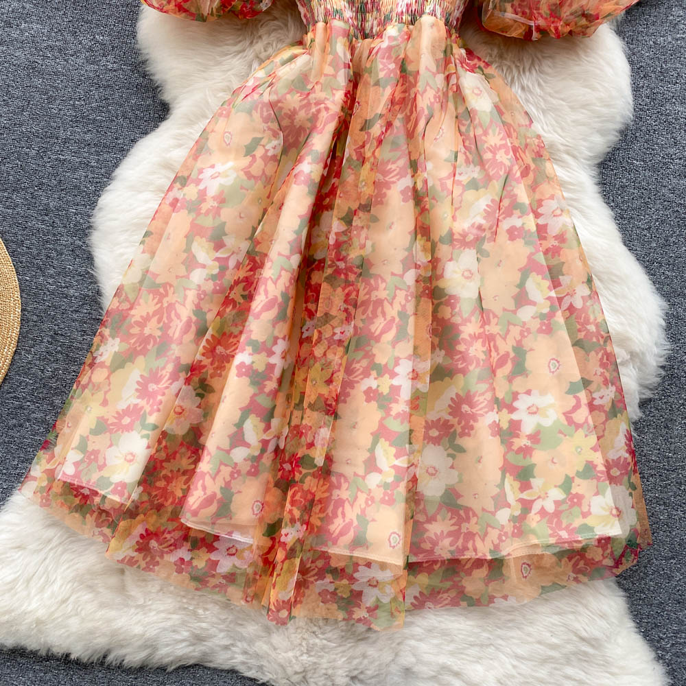 Robe trapèze à fleurs pour fille, jolie robe tendance, RF0061