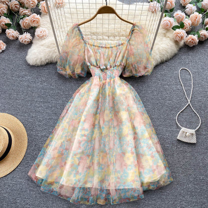 Robe trapèze à fleurs pour fille, jolie robe tendance, RF0061