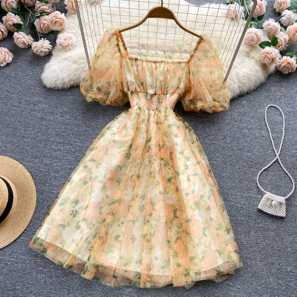 Robe trapèze à fleurs pour fille, jolie robe tendance, RF0061