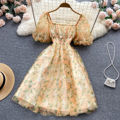 Robe trapèze à fleurs pour fille, jolie robe tendance, RF0061