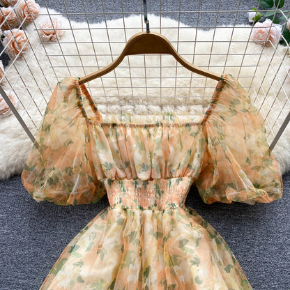 Robe trapèze à fleurs pour fille, jolie robe tendance, RF0061