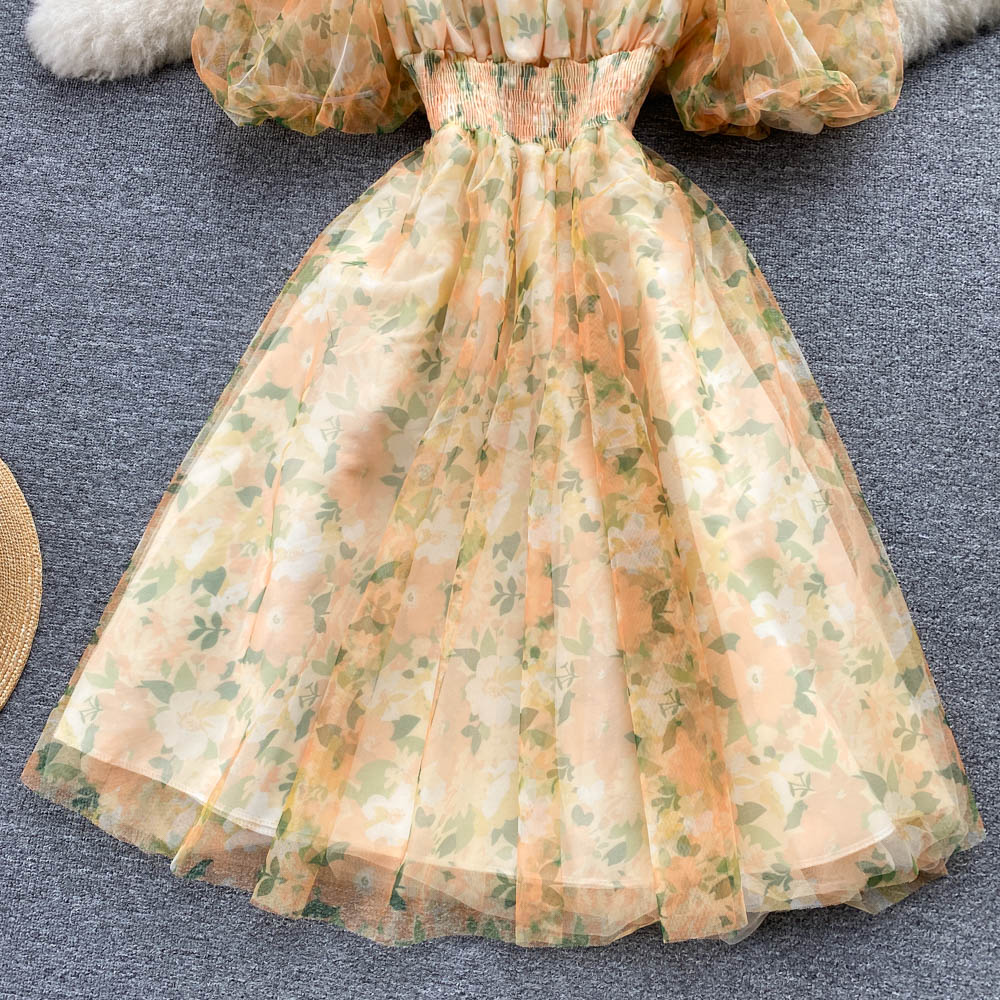 Robe trapèze à fleurs pour fille, jolie robe tendance, RF0061