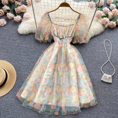 Robe trapèze à fleurs pour fille, jolie robe tendance, RF0061