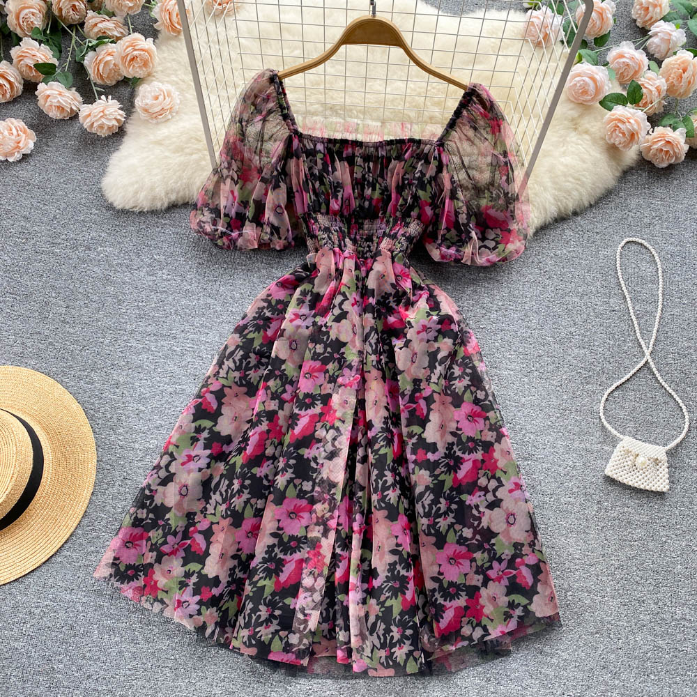 Robe trapèze à fleurs pour fille, jolie robe tendance, RF0061