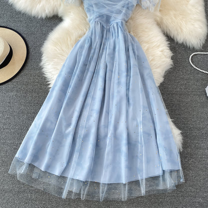 Blue Tulle Short Dress A Line Summer Dress RF0060