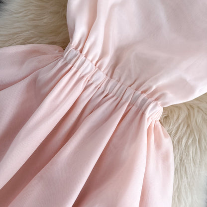 Pink Tulle Short Backless Dress Fashion Girl Dress RF0059