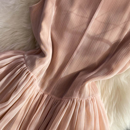 Pink V Neck Tulle Short Dress Fashion Dress RF0058