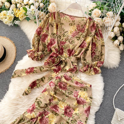 Cute Floral Chiffon Two Pieces Dress Fashion Dress RF0072