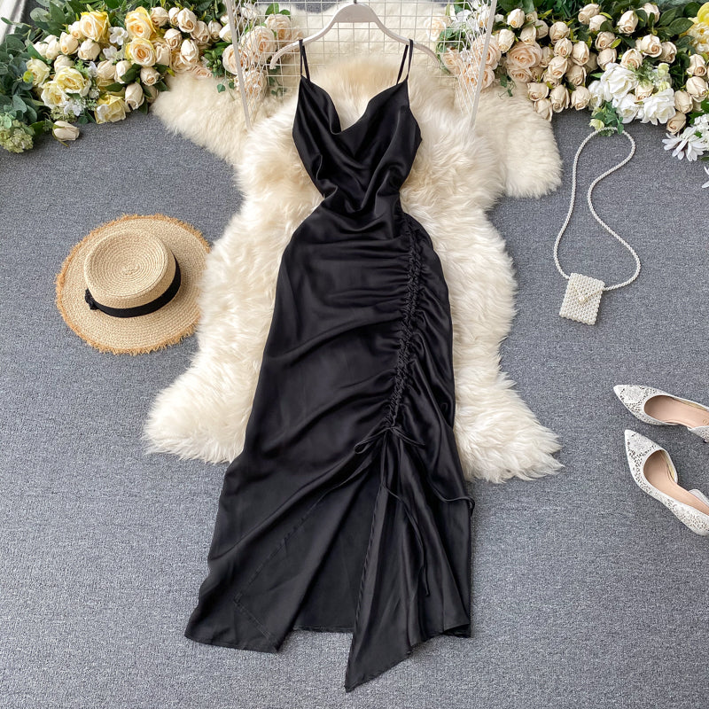 Simple Satin Long Dress Fashion Dress RF0056