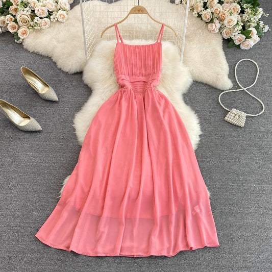 Pink Chiffon Short Dress A Line Fashion Dress RF0054