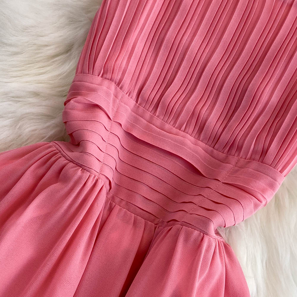 Pink Chiffon Short Dress A Line Fashion Dress RF0054
